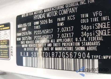 2018 Hyundai Santa Fe Sport 2.4L из США, поврежденный, VIN 5XYZTDLB7JG567904